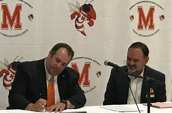 MISD Superintendent J. Cody Mize and TJC President Dr. Juan E. Mejia