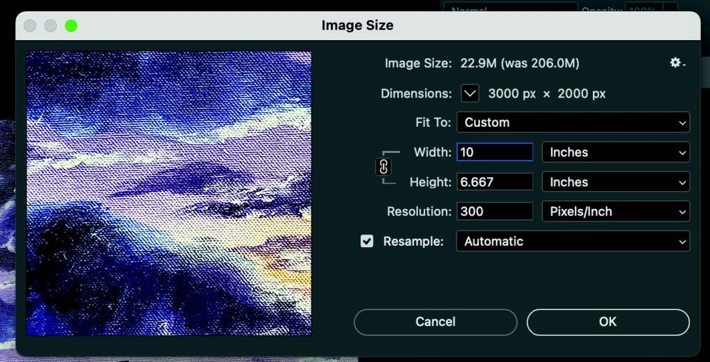 Instructions text to resize photos