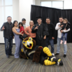Harry the Hawk with fans