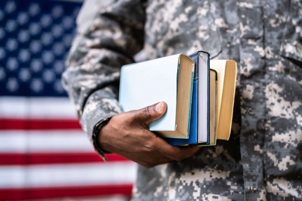 Young,Student,Soldier,In,Uniform.,Veteran,Study